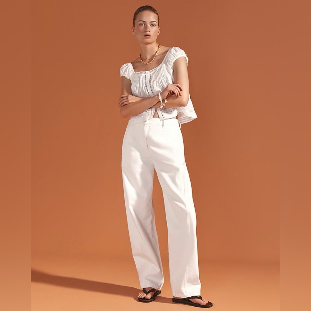 J.CREW • Lower-rise full-length slim-wide jeans - size 27 white stretch NWT